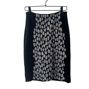 Diane von Furstenburg Black & Gray Patterned Pencil Skirt Sz‎ 8